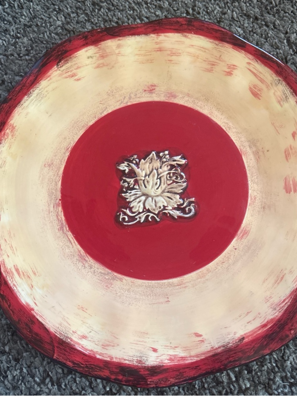 Red and Cream Lotus Decorative Wall Plaque